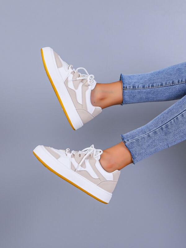 Two Tone Laceup Front Skate Shoes for Sale Australia New Collection Online SHEIN Australia