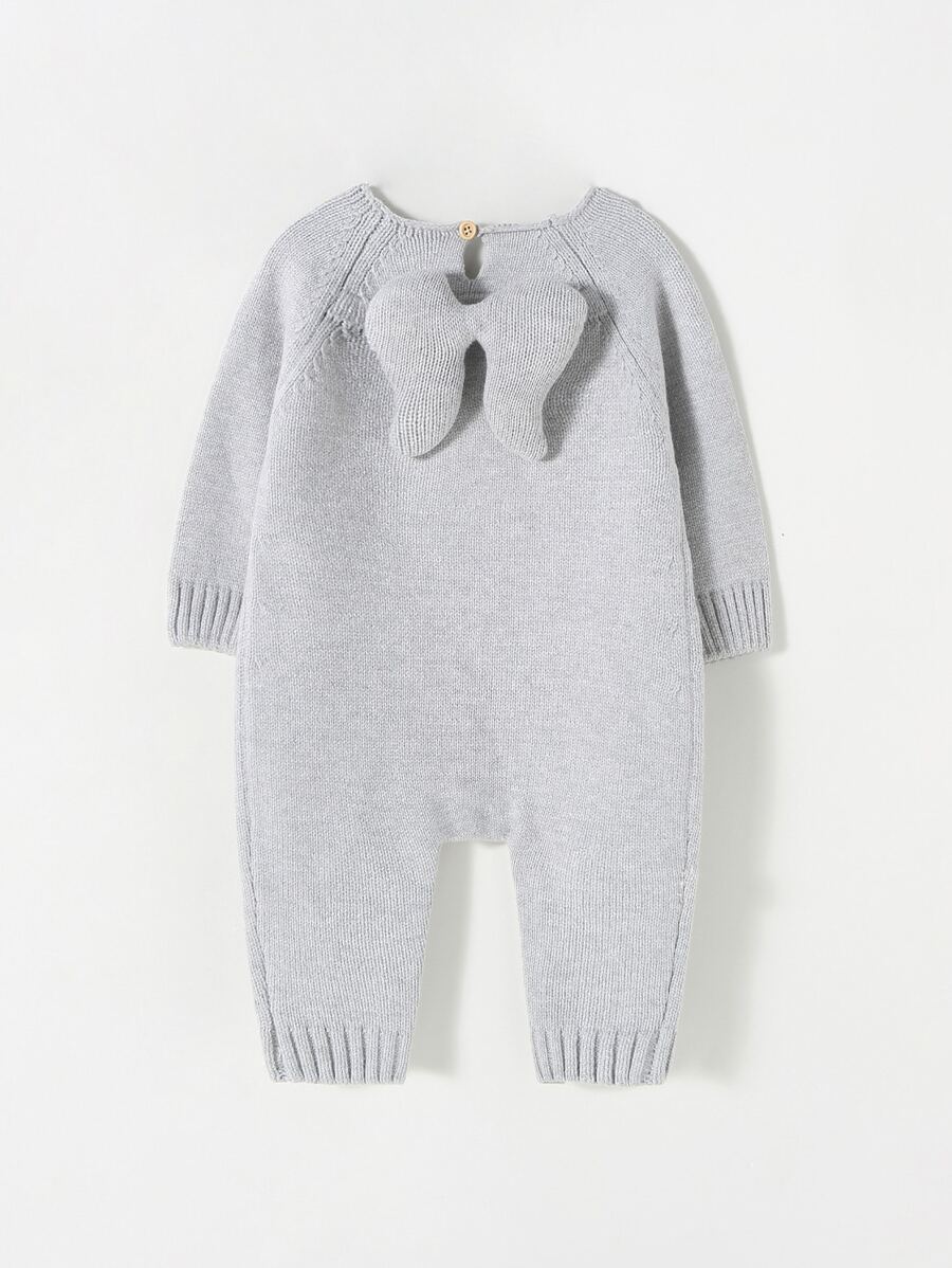 Bebé Mono ala trasero de manga raglán tejido - Gris Claro - Ver 1