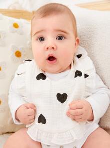 2 件婴儿口水围兜，柔软透气，带花卉荷叶边装饰 - 彩色 - 查看 2