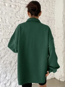 DAZY 落肩袖polo運動衫 - 墨綠色 - 查看 2