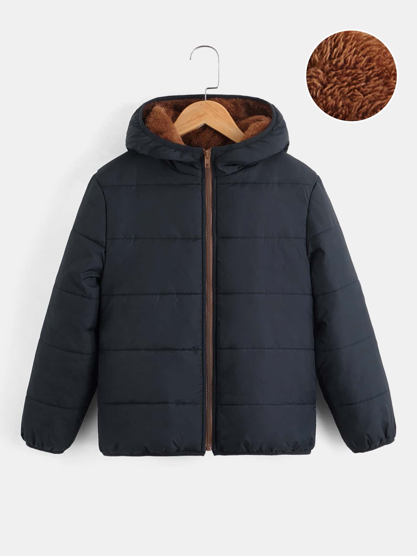 SHEIN Tween Boys 泰迪熊连帽夹棉外套