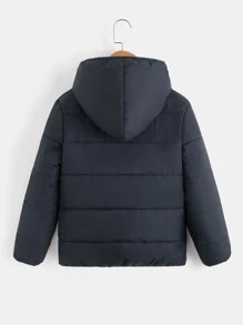 SHEIN Tween Boys 泰迪熊连帽夹棉外套