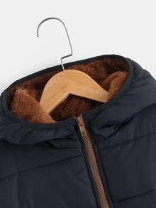 SHEIN Tween Boys 泰迪熊连帽夹棉外套