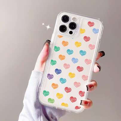 Heart Print Clear Phone Case