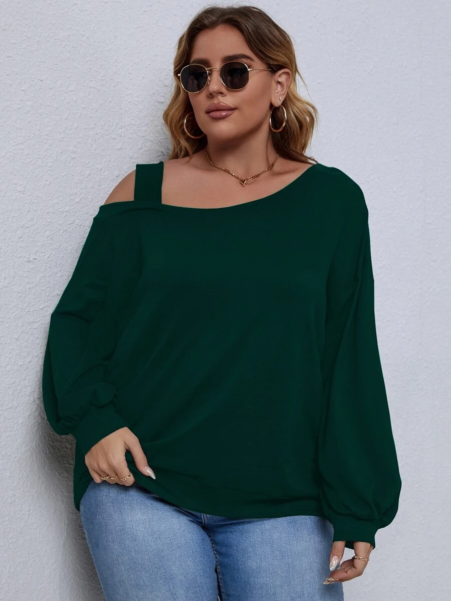 SHEIN LUNE Sudadera unicolor de cuello asimétrico