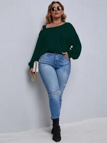 SHEIN LUNE Sudadera unicolor de cuello asimétrico