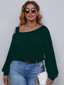 SHEIN LUNE Sudadera unicolor de cuello asimétrico