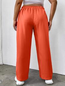 Flirla Plus High Waist Plicated Detail Trousers - Orange - View 2