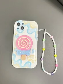 Grape Print Phone Case With Stand-Out Phone Grip & Lanyard - Multicolor - View 4