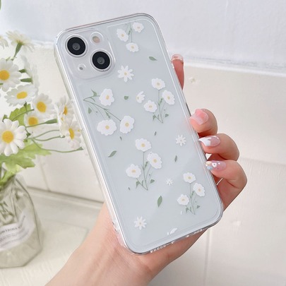 Flower Print Clear Phone Case