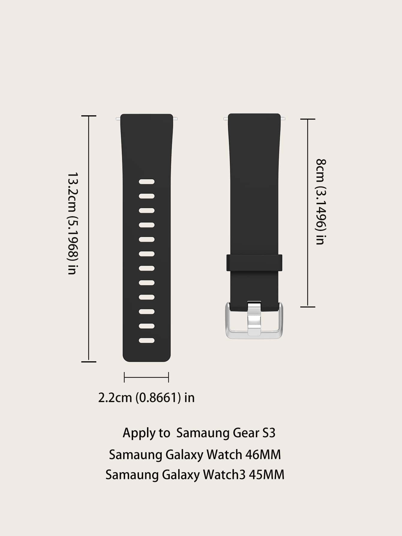 Correa de reloj de silicona liso compatible con Samsung Galaxy reloj 3 - Negro - Añade 3