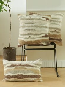 1pc Color Block Plush Cushion Cover Không có chất làm đầy - Nhiều màu - Xem 1