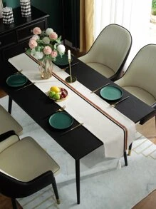 Contrast PU Tassel Decor Table Runner - Beige - View 3