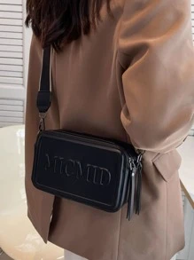 輕便商務休閒字母壓花方形包適合青少年女孩女大學生、菜鳥和白領，非常適合辦公室、大學、工作、商務、通勤、戶外、旅行、郊遊