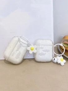 花朵墜飾透明保護殼適用於AirPods - 白色 - 查看 1