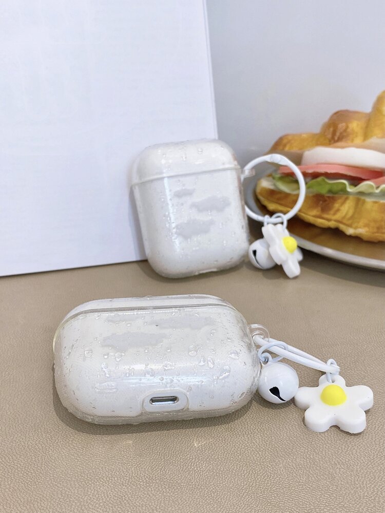花朵墜飾透明保護殼適用於AirPods - 白色 - 查看 6