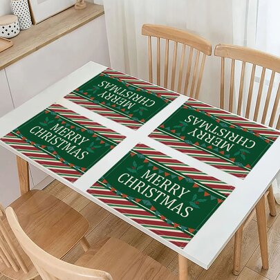 4pcs Christmas Slogan Graphic Placemat