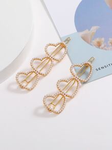 2入組珍珠愛心裝飾髮夾