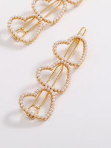 2入組珍珠愛心裝飾髮夾