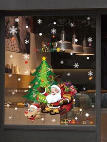 2pcs Christmas Cartoon Graphic Wall Sticker - Multicolor - View 4