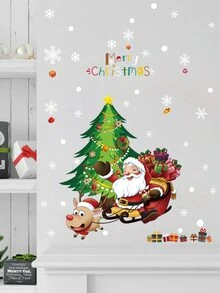 2pcs Christmas Cartoon Graphic Wall Sticker - Multicolor - View 6
