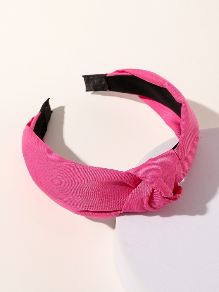 1 pieza Diadema ancha de verano de satén brillante tipo Y2K de unicolor, diadema, aro para el cabello, accesorios para el cabello - Rosa Fucsia - Añade 2