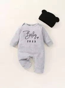 女婴童字母圖案連身褲