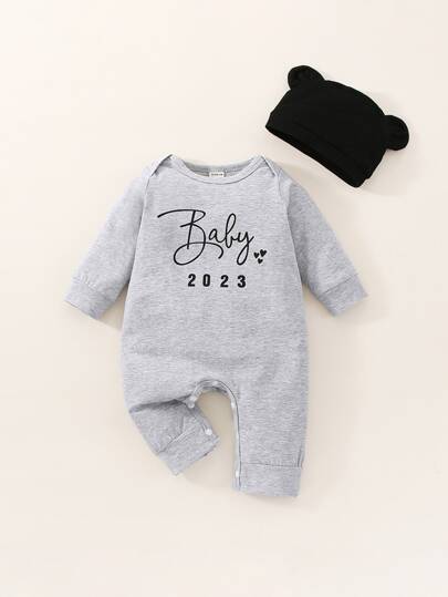 女婴童字母圖案連身褲