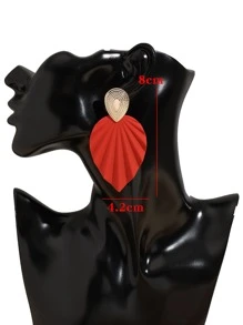 雙色樹葉裝飾耳墜 - 紅色 - 查看 3