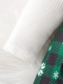 Baby Girl 2 In 1 Gingham & Christmas Print Bow Front Dress With Headband - Multicolor - View 4