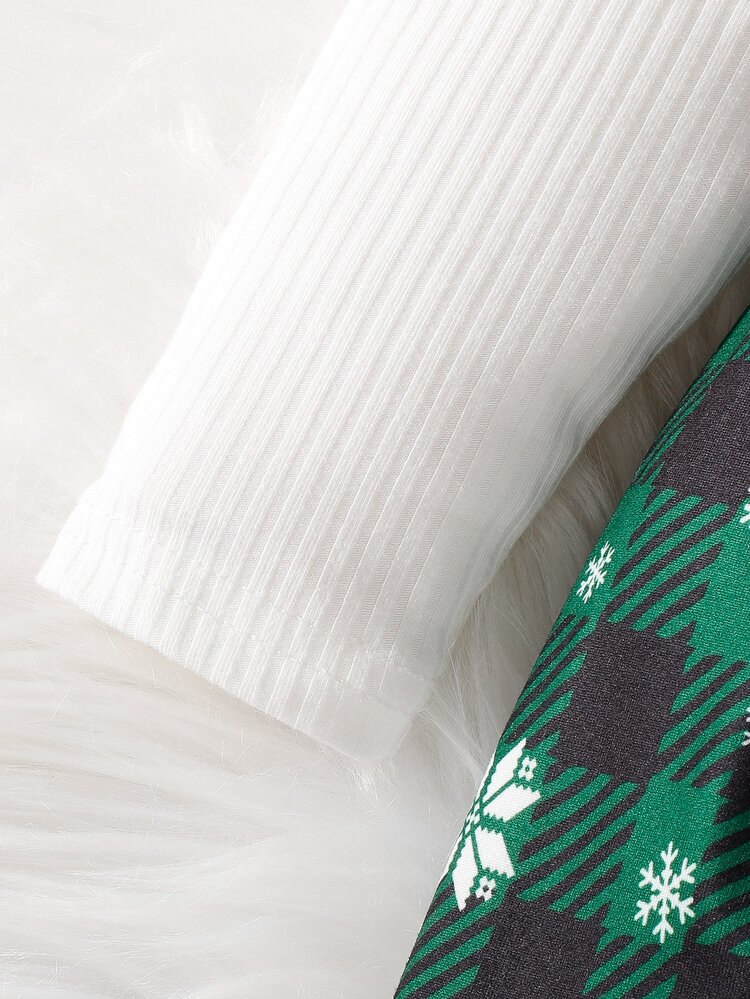 女婴 2 合 1 格子 & 圣诞印花蝴蝶结前裙（配头饰） - 彩色 - 查看 4