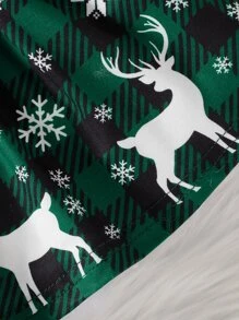 Baby Girl 2 In 1 Gingham & Christmas Print Bow Front Dress With Headband - Multicolor - View 6