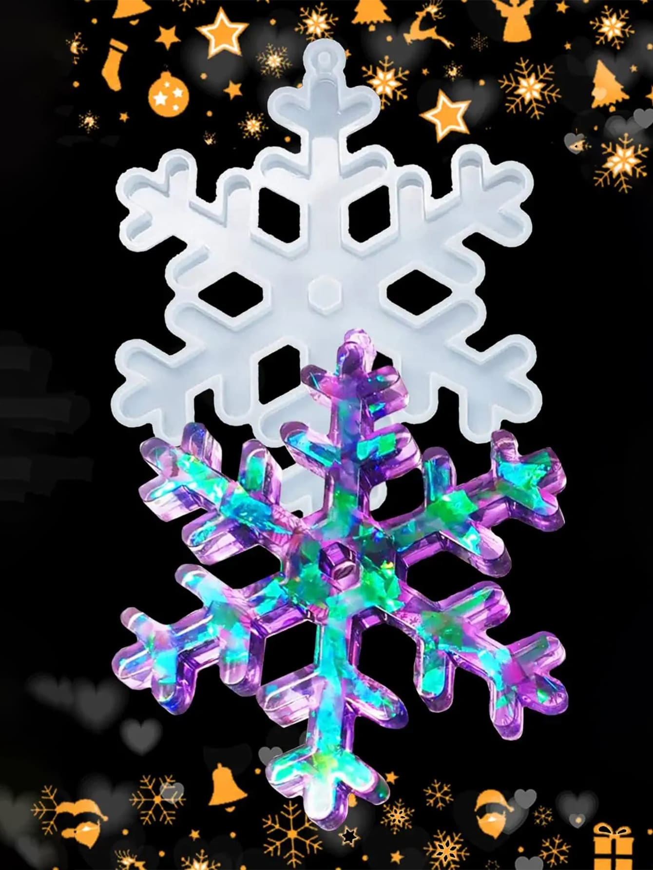 1pc Christmas Snowflake Design DIY Silicone Mold - White - View 1