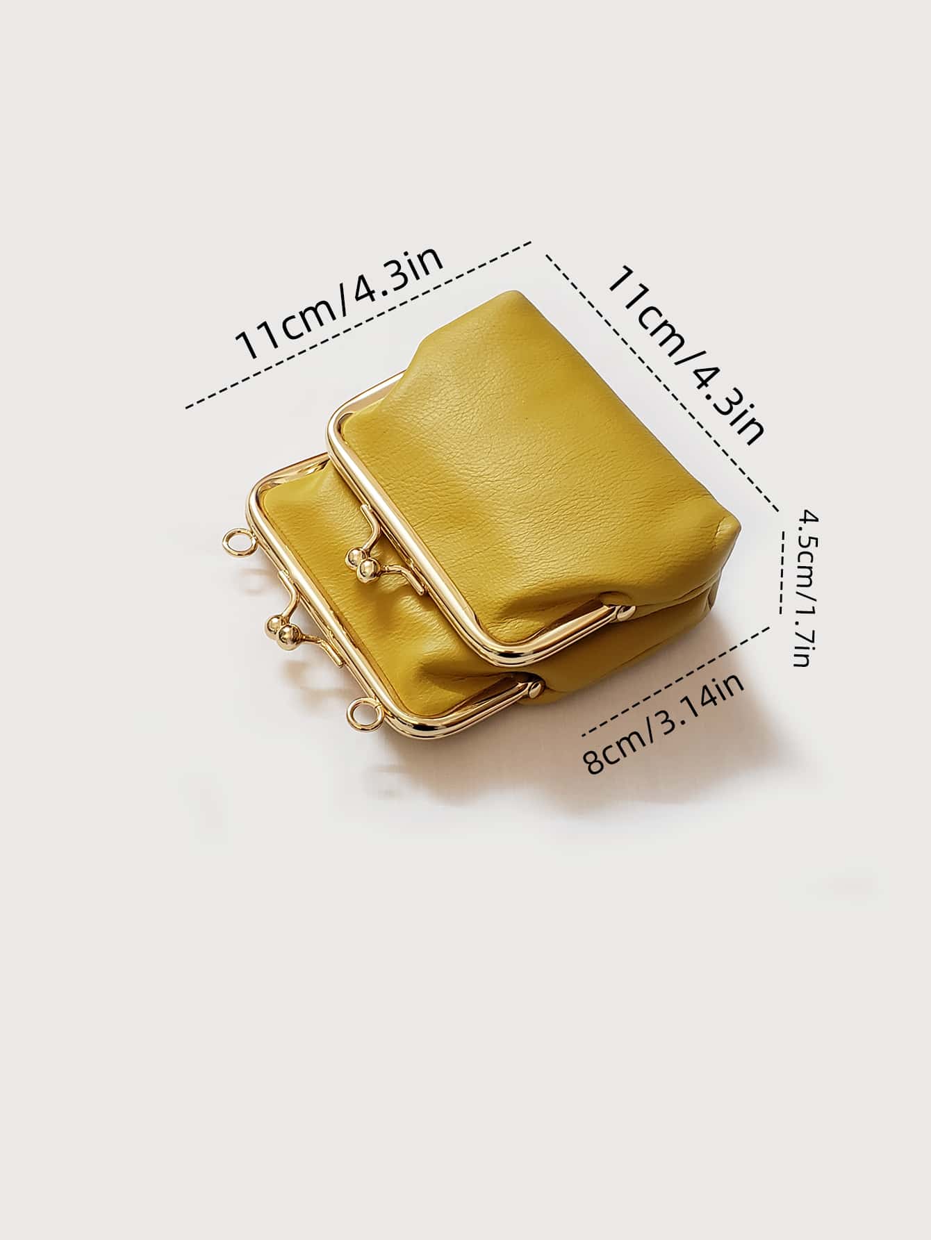 Faux Pearl Beaded Kiss Lock Coin Purse - Yellow - View 3