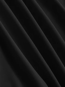 SHEIN MOD Vestido escote corazón con encaje en contraste fruncido bajo con abertura - Negro - Ver 3