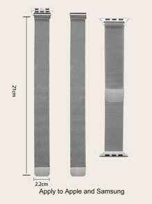 Milanese Magnetic Watch Band compatible with apple 1-9 And Samsung Smart Watch - Silver - View 7