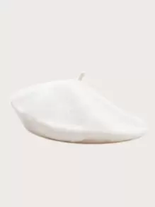 Elegant Minimalist Solid Beret - White - View 1