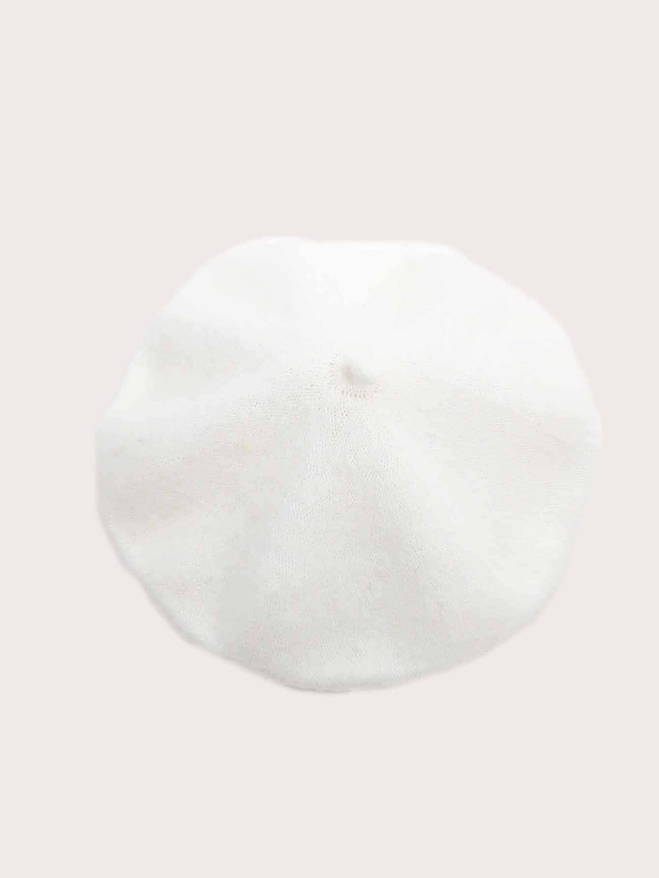 Elegante y minimalista boina sólida - Blanco - Añade 2