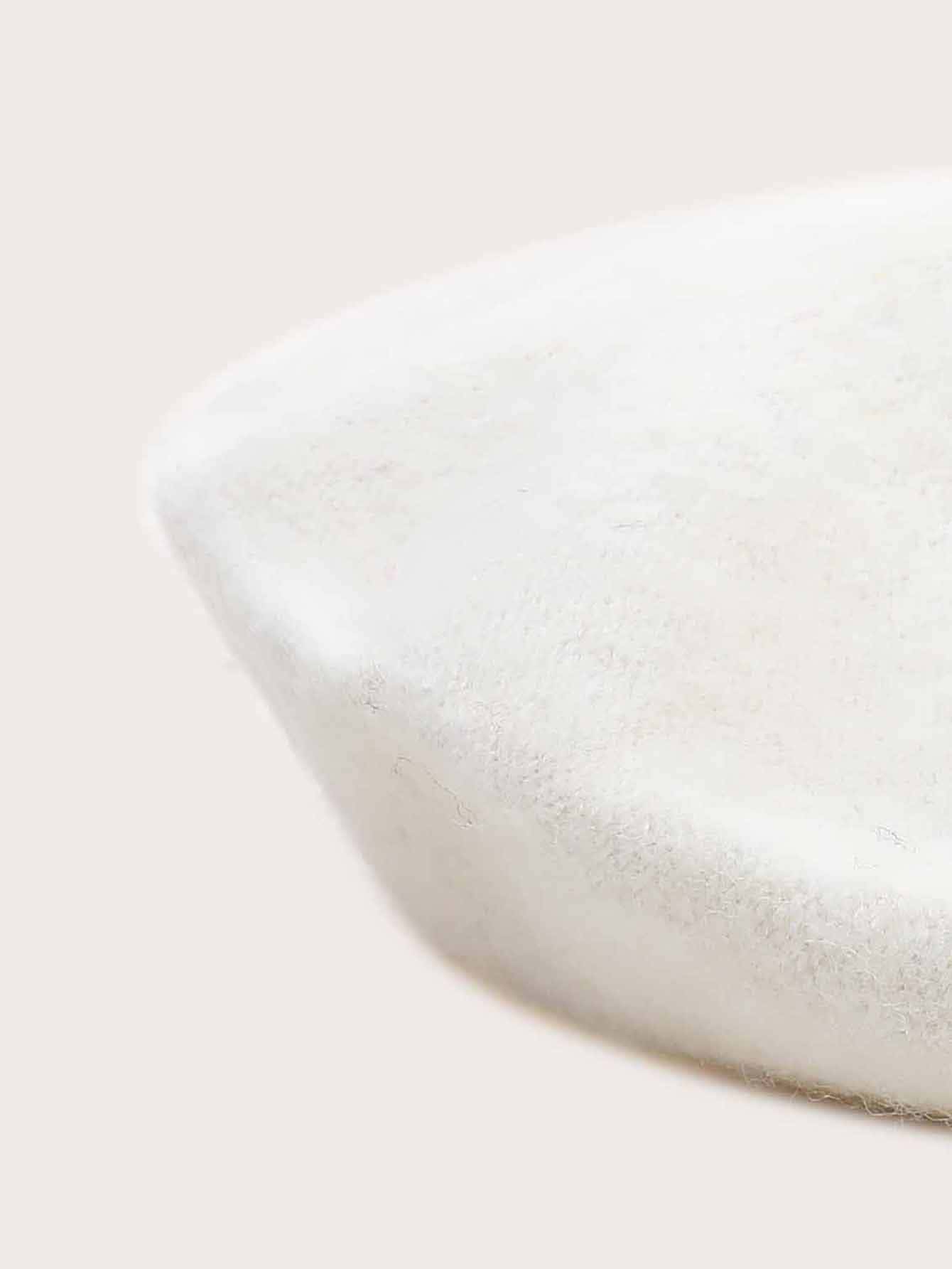 Elegante y minimalista boina sólida - Blanco - Añade 3