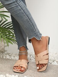 Của phụ nữ Sành điệu Da rắn Dập nổi Bằng phẳng Trượt , gừng - gừng - Xem 2