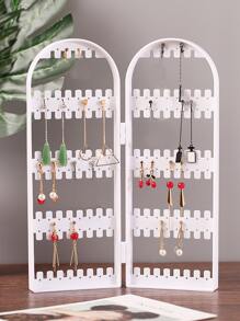 1pc Foldable Jewelry Storage Rack - White - View 1