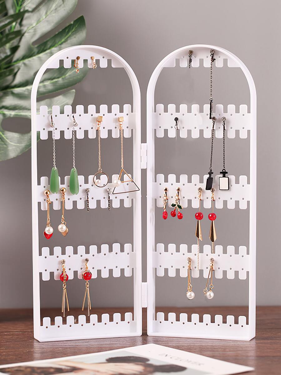 1pc Foldable Jewelry Storage Rack - White - View 1
