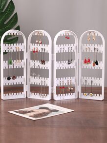 1pc Foldable Jewelry Storage Rack - White - View 2