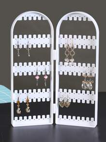 1pc Foldable Jewelry Storage Rack - White - View 3