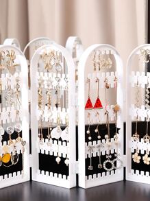 1pc Foldable Jewelry Storage Rack - White - View 4