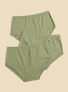 Plus 3pack Solid Simple Panty - Army Green - View 2