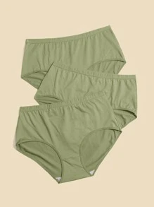 Plus 3pack Solid Simple Panty - Army Green - View 4