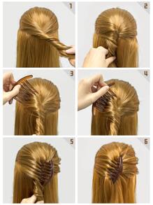 2 combinations to install amber disk hair fork for fork combat hair styling inserted hair fork - Mocha Brown - View 5