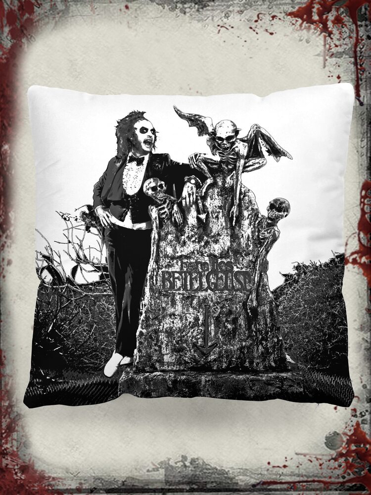 Beetlejuice | ROMWE Kuddfodral Dekorativ Kudde - Svart och Vitt - Visa 1