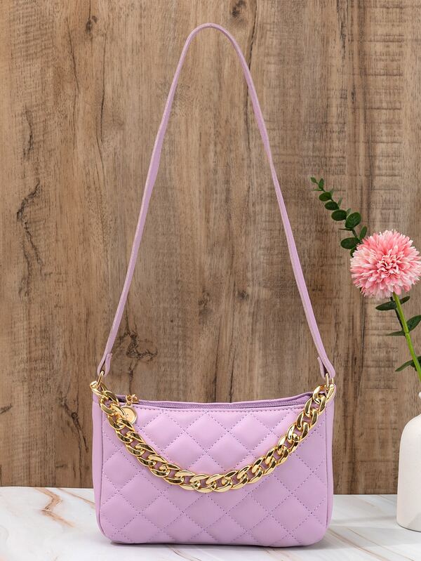 Mini Quilted Chain Decor Square Bag
